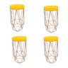 Banqueta Decorativa Hexagonal Aramado Bronze Suede Kit com 4 Remi Móveis - Amarelo - 1