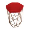 Banqueta Decorativa Hexagonal Aramado Bronze Suede Kit com 4 Remi Móveis - Vermelho - 3