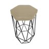 Banqueta Decorativa Hexagonal Aramado Preto Suede Kit com 2 Remi Móveis - Bege - 3