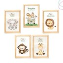 Ver imagem 1 de Kit 5 Quadros Decorativos Safari Baby Aquarela Bege Moldura:pinus