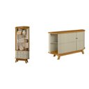 Ver imagem 2 de Conjunto Buffet Monza Cristaleira Moss com Porta em MDF Curvo e LED Cumaru/Opala