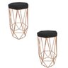 Banqueta Decorativa Hexagonal Aramado Bronze Kit com 2 Suede Remi Móveis - Preto - 1