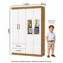 Ver imagem 3 de Guarda-Roupa Infantil 4 Portas 2 Gavetas com Espelho Branco/Cinamomo