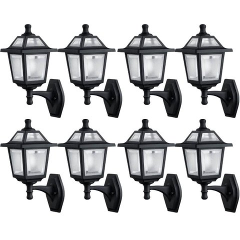 Kit 8 Luminárias Arandelas de Parede 39cm Clássico Colonial Preto E27 Termoplástico Ravena Dital