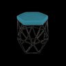 Kit 2 Puffs Banqueta Decorativa Hexagonal Aramado Preto Suede Remi Móveis - Azul Turquesa - 2
