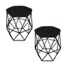 Kit 2 Puffs Banqueta Decorativa Hexagonal Aramado Preto Suede Remi Móveis - Preto - 1