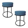 Kit 2 Puffs Banqueta Decorativa Luxe Base de Ferro Preto Remi Móveis - Azul - 1