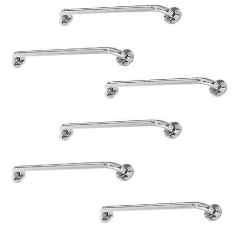 Alça de Apoio Barra Inox 60CM Kit 6 Unidades Segurança Banheiro Box Idoso Cadeirante Acessibilidade 