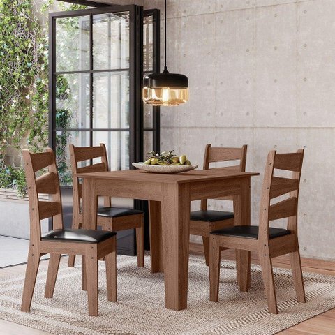 Conjunto Sala de Jantar0,90 com 4 Cadeiras Amêndoa 11c