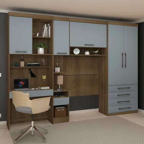 Guarda Roupa Solteiro Modulado Cp07 Delphi Avelã/grey L01 - Mpozenato