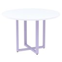 Ver imagem 1 de Mesa de Reunião Redonda P25 Pandin 110 Cm (largura) Tampo Mdp Branco Pé Aço Tubular Lilás