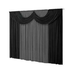 Cortina Paris 2,00 X 1,60 com Bando Sala Quarto Malha Gel Varão Simples:preto e Cinza - 1