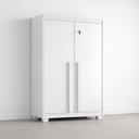 Ver imagem 1 de Armário Multiuso com 2 Portas com Chave 3 Prateleiras para Lavanderia Paris Branco