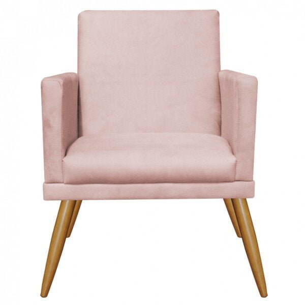 Kit 02 Poltronas Decorativa Nina com Rodapé e 01 Namoradeira Suede Rose - Bela Casa Shop - 3