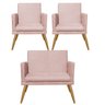 Kit 02 Poltronas Decorativa Nina com Rodapé e 01 Namoradeira Suede Rose - Bela Casa Shop - 2