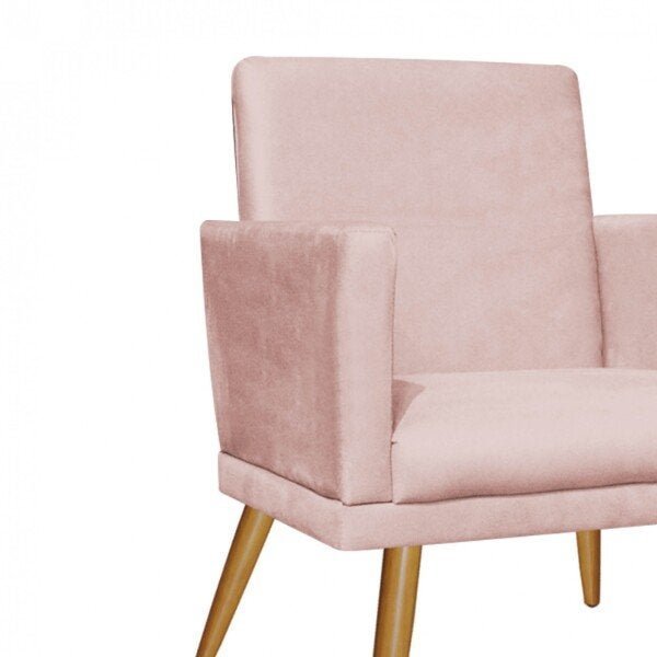 Kit 02 Poltronas Decorativa Nina com Rodapé e 01 Namoradeira Suede Rose - Bela Casa Shop - 5