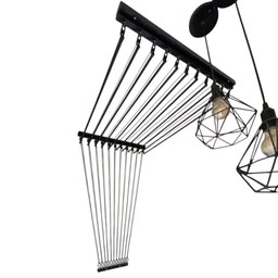 Varal Individual de Teto 100cm com 12 Varetas em Alumínio - Preto - 2