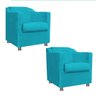 Kit 2 Poltrona com Namoradeira Decorativa Tilla Suede Azul Turquesa - 3