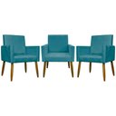 Ver imagem 1 de Kit 3 Poltronas Decorativas Confortáveis Mari - Azul-turquesa Suede