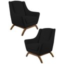 Ver imagem 1 de 2 Poltronas Base Manu Madeira B-300 Veludo Preto Domi