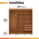Ver imagem 7 de Guarda Roupas Casal com Espelho 3 Portas de Correr 3 Gavetas Saimon
