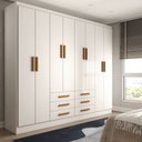 Ver imagem 3 de Guarda-roupa Casal Hilton 8 Portas 6 Gavetas Branco - Panorama Móveis