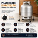 Ver mais imagens de Suporte Multiuso com Rodízios para Botijão de Gás Galão de Água Aço Cromado