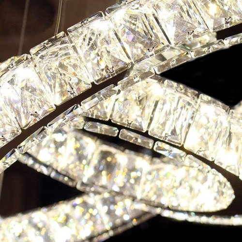 Lustre Pendente 5 Anéis Cristal Led 320W 3000K Bivolt - 2