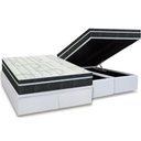 Ver imagem 1 de Cama Box Baú Queen: Colchão Molas Bonnel Orthoflex Venezia + Base CRC Courano White(158x198)