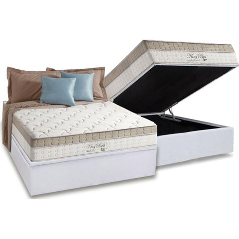 Cama Box Baú Casal: Colchão Molas Masterpocket Ensacadas D Angelis Anjos Conjunto Box Baú - Anjos