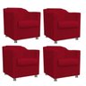 Kit 4 Poltronas Decorativa Tilla Suede Vermelho Bebezin - 2