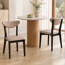 Ver imagem 1 de Cadeira de Jantar Floripa Madeira Maciça Estofada Courino Bege Madeira Preta Di Franco