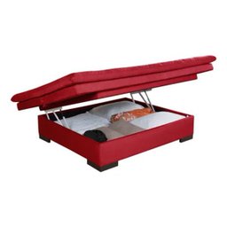 Sofá Cama Baú Reclinável em Suede Vermelho - 3