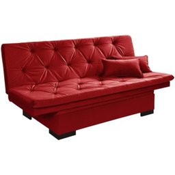Sofá Cama Baú Reclinável em Suede Vermelho - 1
