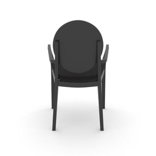 Cadeira com Braço Marcele de Suede Preta e Ébano - 5