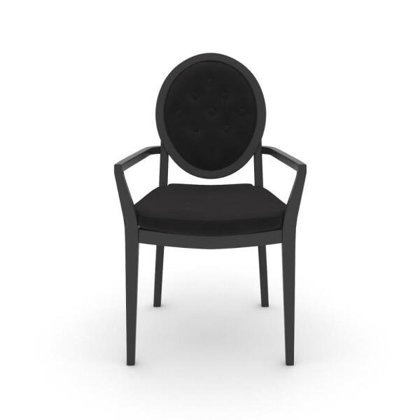 Cadeira com Braço Marcele de Suede Preta e Ébano - 3