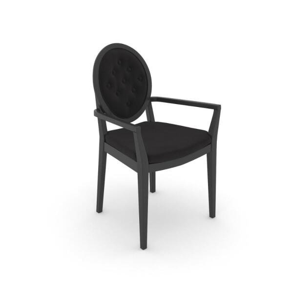 Cadeira com Braço Marcele de Suede Preta e Ébano - 2