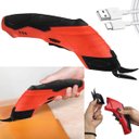 Ver imagem 1 de Tesoura Eletrica Sem Fio Corta Pano Tecido Papel Papelao Artesanato Costura Diy Resistente Multiuso 