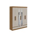 Ver imagem 1 de Guarda Roupa Solteiro 6 Portas e 4 Gavetas C/ Espelho Zeus Rovere/off White - Lopas