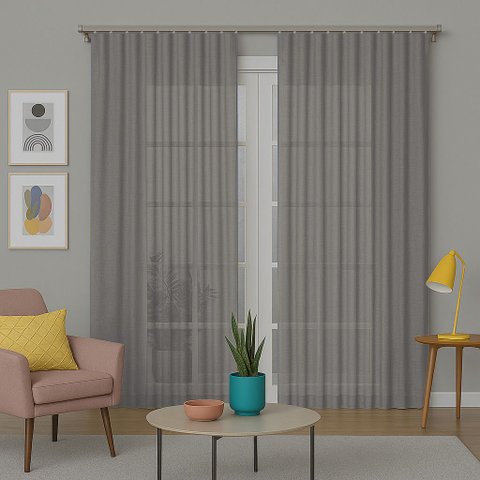 Cortina Gaze de Linho Flamê Basic 3,00x2,70m para Trilho Suíço Sala e Quarto:Cinza