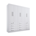 Ver imagem 1 de Guarda Roupa Casal Mônaco 6 Portas 12 Gavetas Mdf Branco