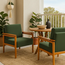 Ver imagem 1 de Kit 2 Poltronas Yasmin para Sala de Estar ou Varanda Gourmet Decorativa Estofada em Veludo:verde