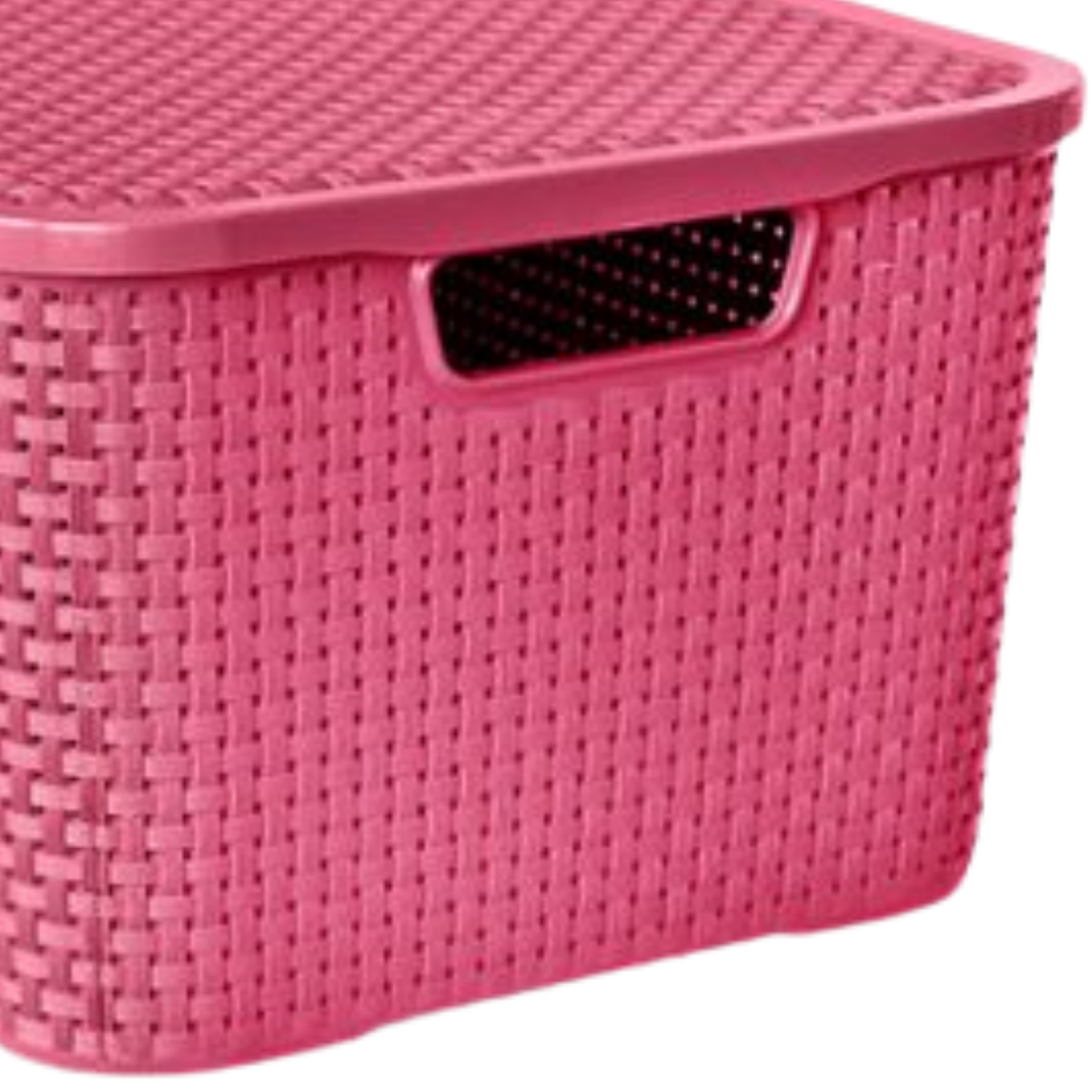 Caixa Organizadora Rattan com Tampa 20 Litros Rosa Pink - 1