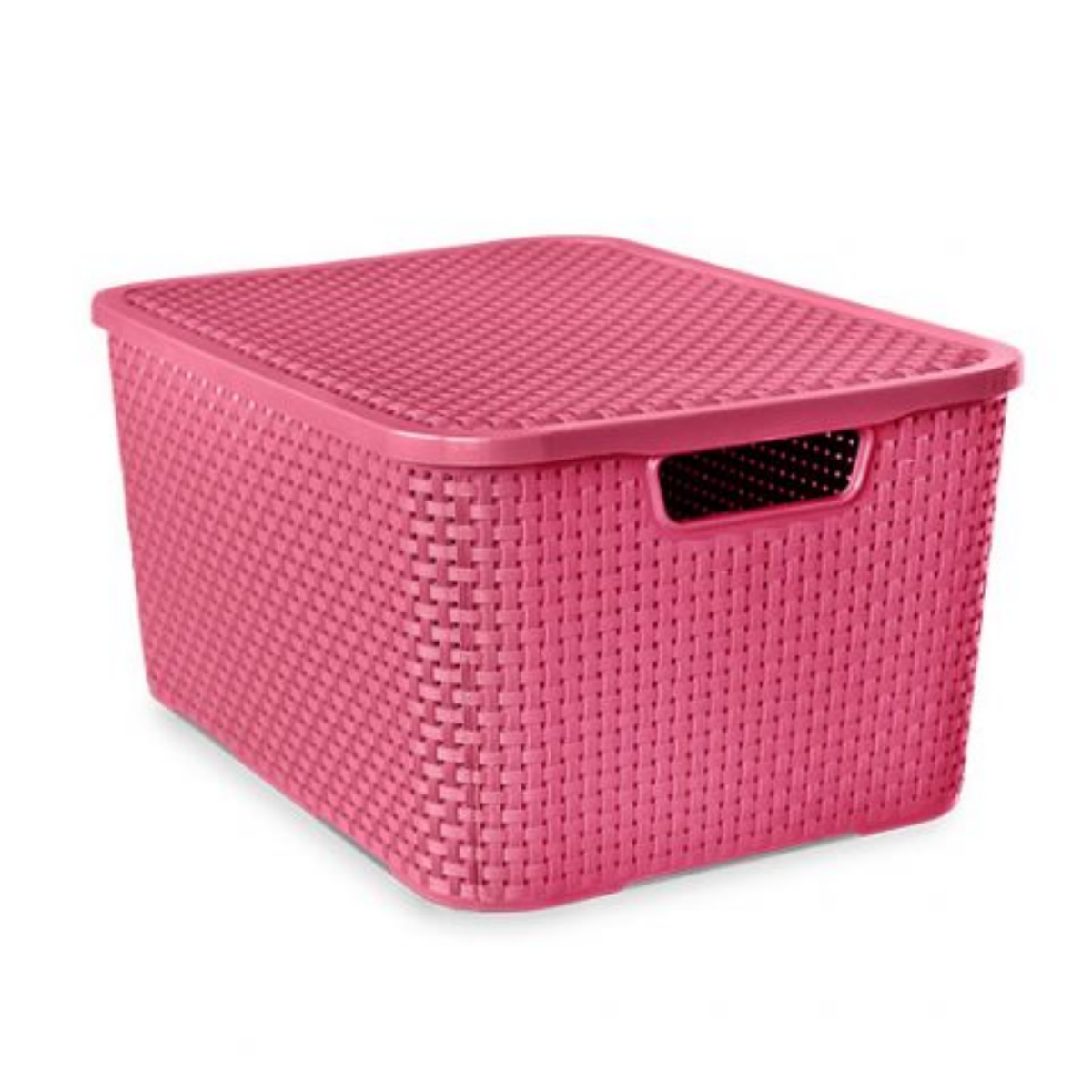 Caixa Organizadora Rattan com Tampa 20 Litros Rosa Pink - 2