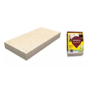 kit com 10 Plaqueta Refratária 229x114x25mm + Argamassa Refrataria Quartzolit - Churrasqueira Forno 