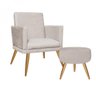 Kit 01 Poltrona Decorativa Nina com Rodapé e 01 Puff Redondo Suede Bege - - Bebezin - 2