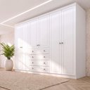 Ver imagem 1 de Guarda-Roupa Casal 6 Portas 4 Gavetas Nova York Espresso Móveis Branco