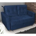 Ver imagem 1 de Sofá Cama Nina 2 Lugares Retrátil Reclinável Azul Veludo Matrix