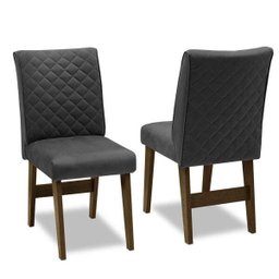 Conjunto de Mesa para Sala de Jantar com 4- Dobue - Castanho / Preto / Grafite Vlp Bordado - 4