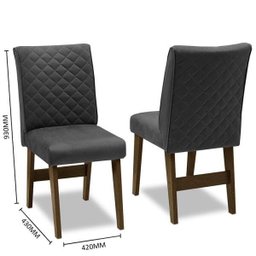 Conjunto de Mesa para Sala de Jantar com 4- Dobue - Castanho / Preto / Grafite Vlp Bordado - 5